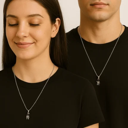 Couples Matching Spaceman Pendant Necklace Magnetic Astronaut Promise Locket