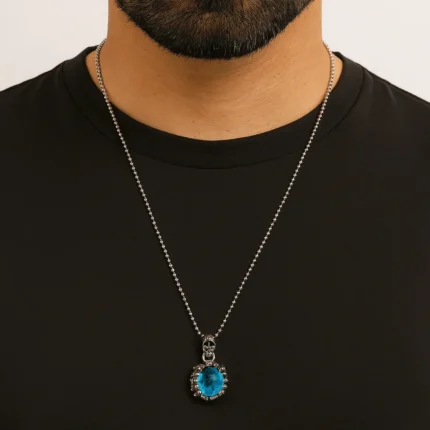 Blue Evil Eye, Claws & Skull Pendant Necklace for Men