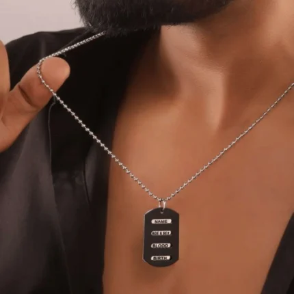 Military Army Name Black Locket Dog Tag Chain With Plain Dog Tag Black Zinc And Metal Pendant Necklace Chain