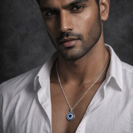 Evil Eye Pendant for Men & Boys – Stainless Steel Nazar Protection Necklace